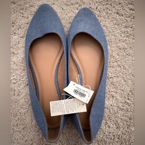 Old Navy Blue Chambray Pointed Toe Flats | Size 9 | NEW with Tags